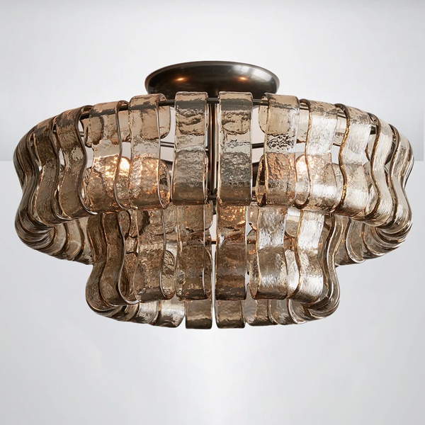 Riacho 2-Tier Glass Round Flushmount Ceiling light 18"D