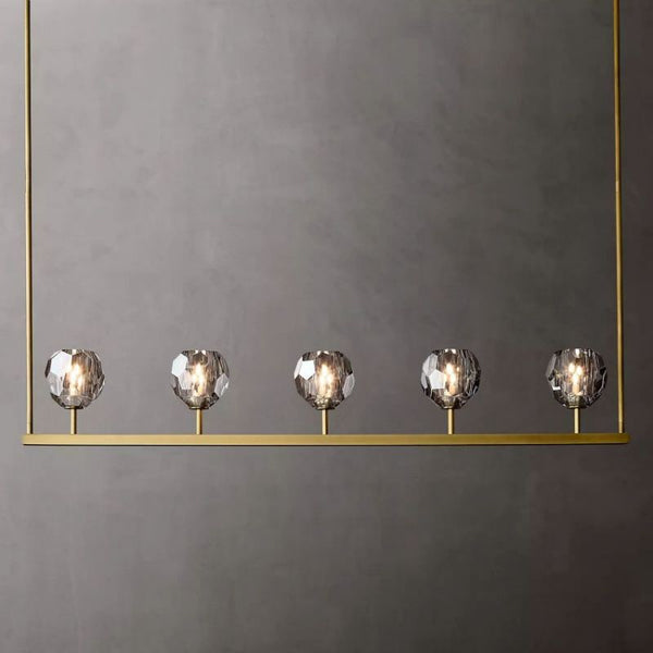 Kristing Cristal Linear Chandelier Smoke D48"