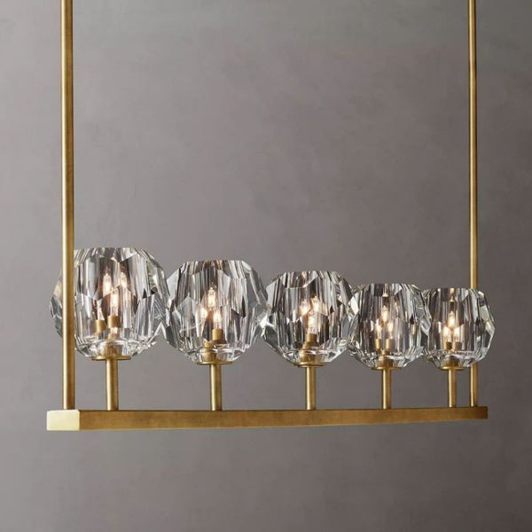 Kristing Cristal Linear Chandelier Clear D48"