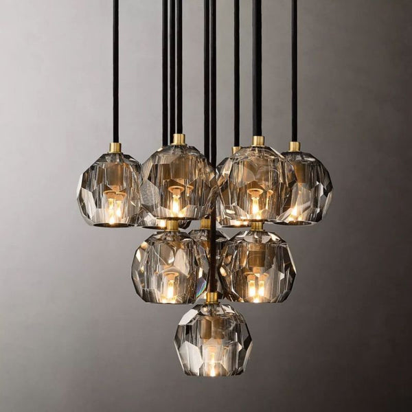 Kristing Smoke Crystal Cluster Chandelier D14"