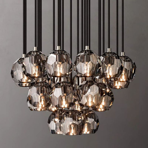 Kristing Smoke Crystal Cluster Chandelier D24"