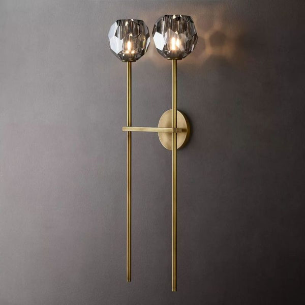 Kristing Smoke Crystal Grand Double Sconce 28''H
