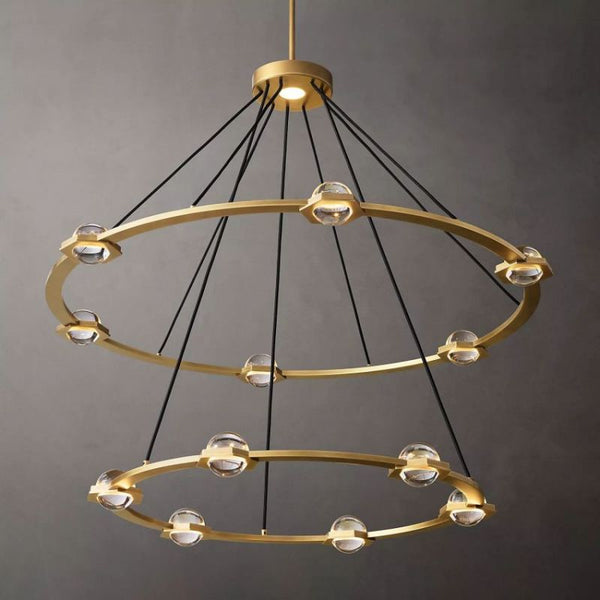 Coikle Crystal Ball 2-Tier Round Chandelier 48"