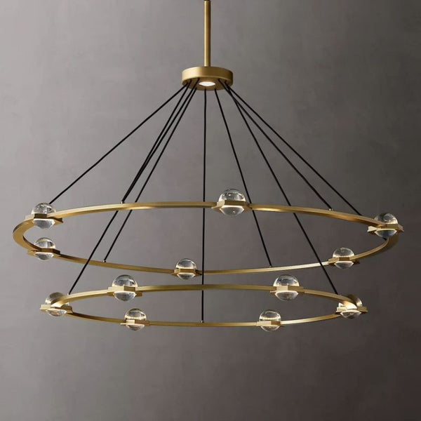Coikle Crystal Ball 2-Tier Round Chandelier 60"