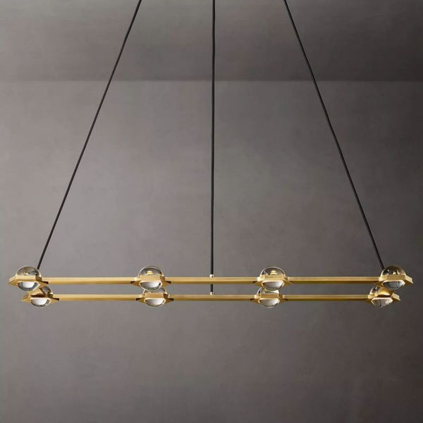 Coikle Crystal Ball Rectangular Chandelier 54"