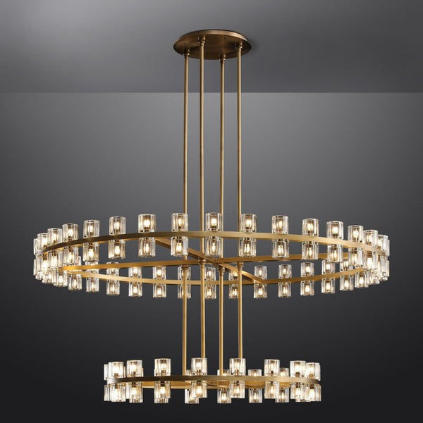 Arcanie Crystal Shades 2-tier Round Chandelier 60''D