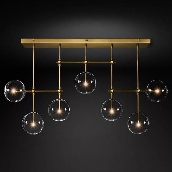 Lecia Glass Globe Linear Chandelier 60''