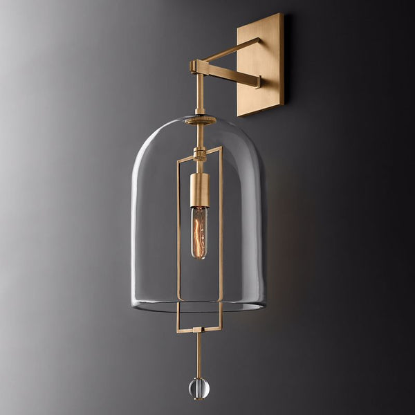 Furelit Brass Grand Wall Sconce With Glass Shade