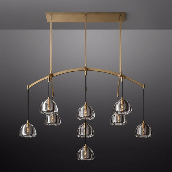 Hemisp Glass Linear Chandelier 54"