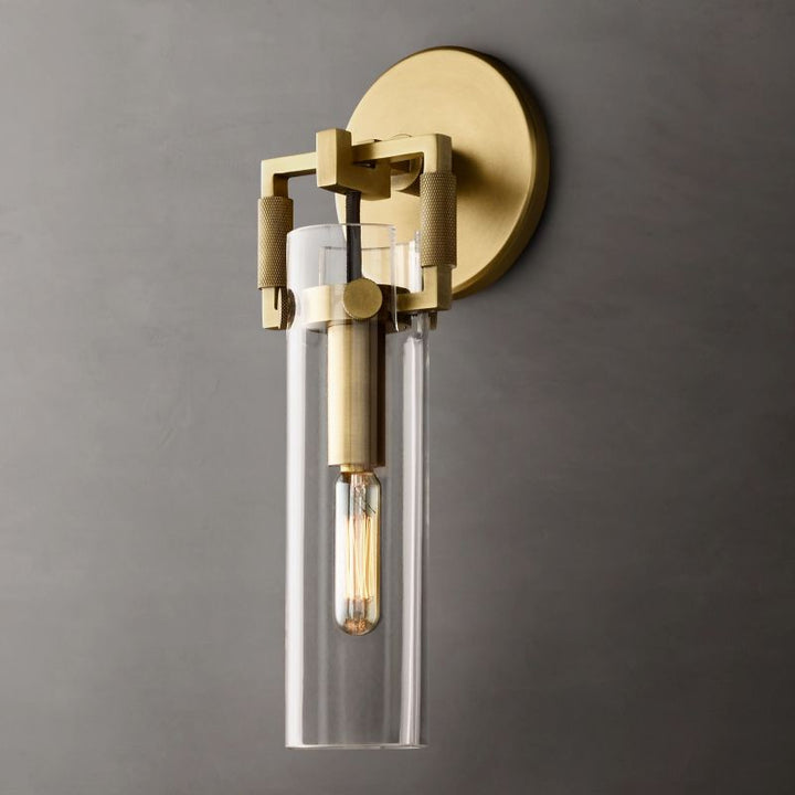 Mechanic Glass Cylinder Bedroom Wall Sconce 9''