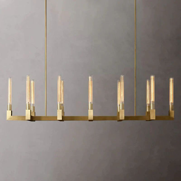 Cannele Glass Linear Dining Room Chandelier 67"