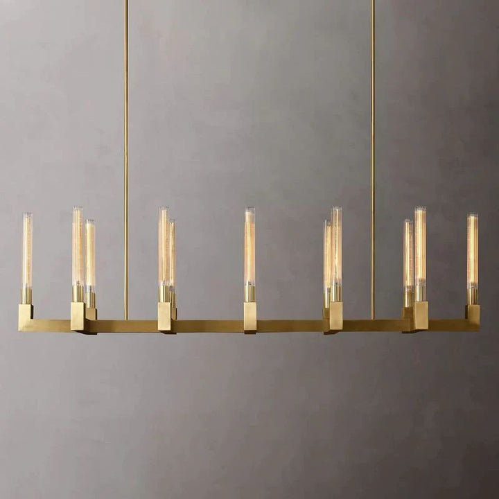 Cannele Glass Linear Dining Room Chandelier 67"