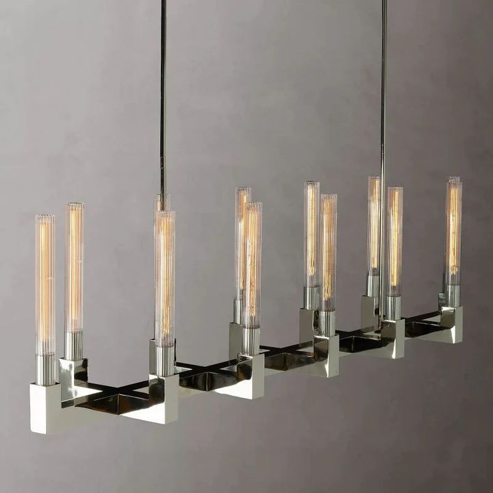 Cannele Glass Linear Dining Room Chandelier 67"
