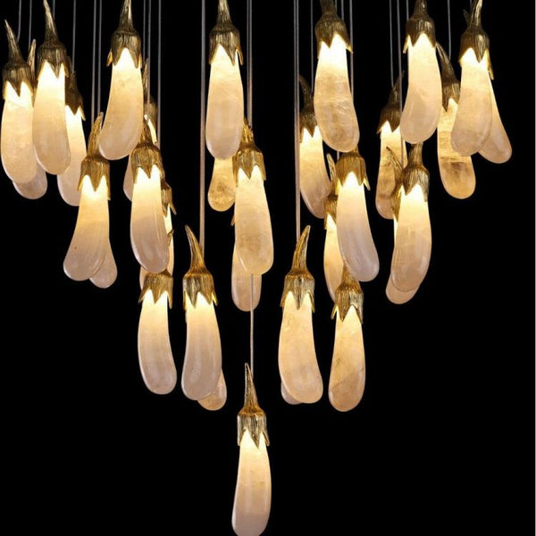 Primary Contemporary Rock Crystal Eggplant Chandelier