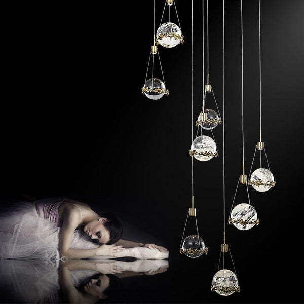 Primary Rock Crystal Mounted Staircase Chandelier