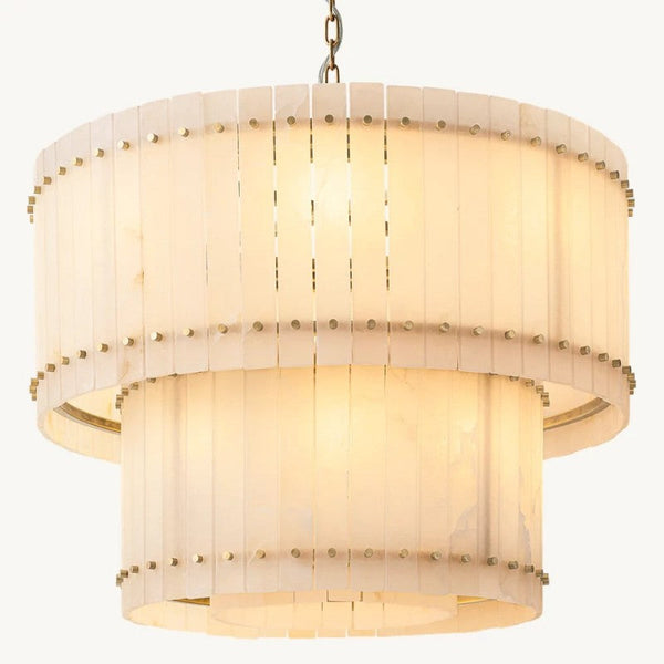 Sanrhca Alabaster Round Tiered Chandelier 37"